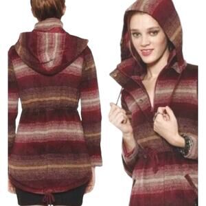 JACK BY BB DAKOTA Wool Blend Hooded Coat Zip Jacket Drawstring Ombre Red Small